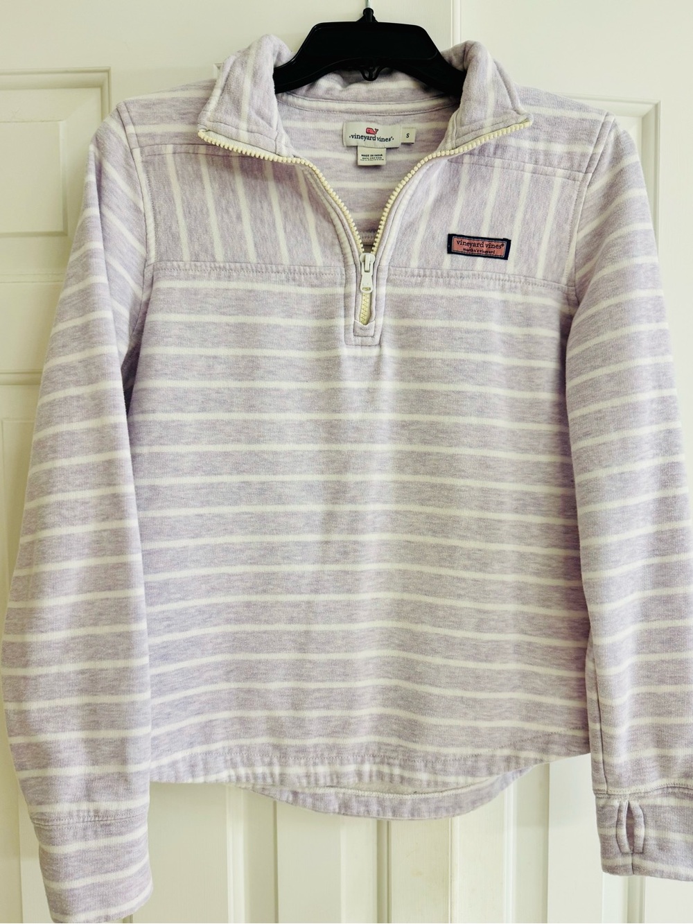 VINEYARD VINES Lavender Stripe Quarter-Zip Pullover